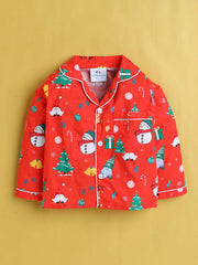 Classic Red Christmas Cotton Nightsuit Kids