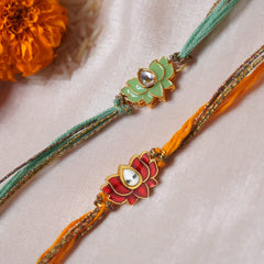 Meena Kundan Lotus Rakhi