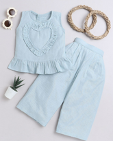 Powder Blue Cotton Coord Set (Girls)