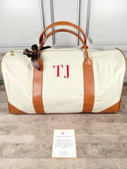 Monogrammed Canvas Weekender Bag - Navy Blue