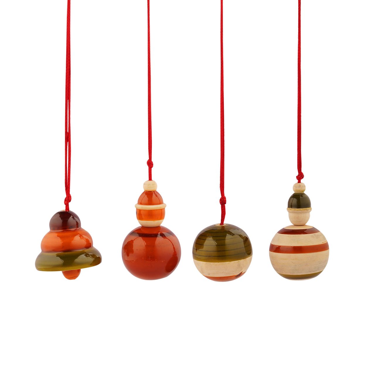 Handcrafted Wooden Christmas Tree Ornaments (Set Of 4)